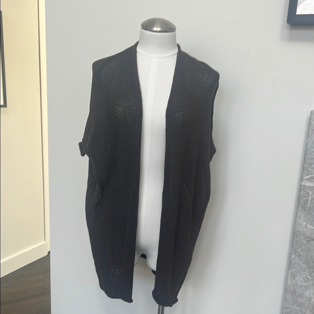 SKIF Black/Brown Open-Front Knit Vest